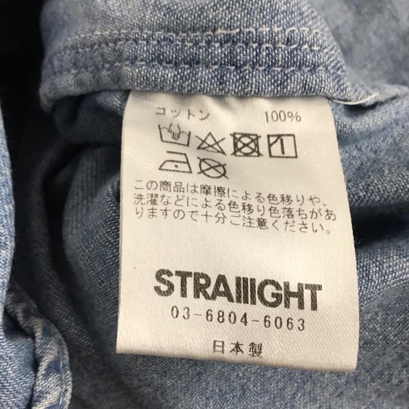 ストレイト STRAIIIGHT シャツ、ブラウス 長袖 長袖シャツ デニムシャツ カラーシャツ ボタンダウンシャツ XL ロゴ、文字 インディゴ / インディゴ /  メンズ USED 古着 中古 10142974