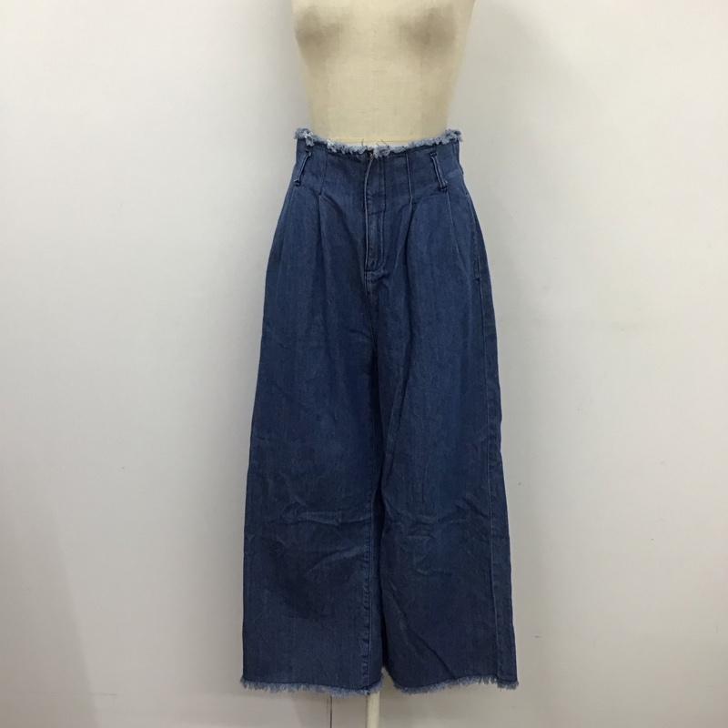ローリーズファーム LOWRYS FARM パンツ デニム、ジーンズ デニムパンツ ストレートパンツ ワイドパンツ カジュアルパンツ M 無地 インディゴ / インディゴ /  レディース USED 古着 中古 10124128