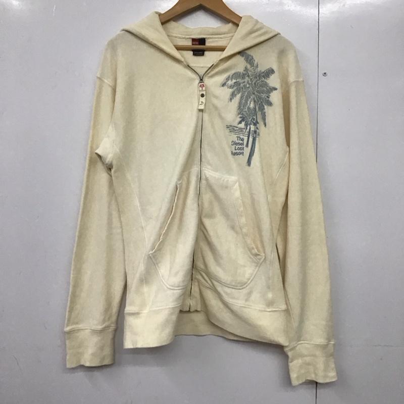 ディーゼル DIESEL パーカー 長袖 長袖パーカー ジップアップパーカー スウェット L 刺繍 オフホワイト / オフホワイト /  メンズ USED 古着 中古 10144615