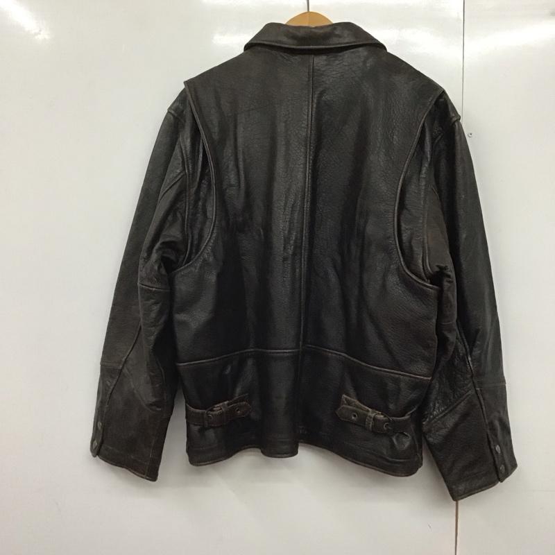 古着 USED ジャケット、上着 ジャケット、ブレザー ジップアップレザージャケット アウター 古着 XL 無地 茶 / ブラウン /  メンズ USED 古着 中古 10143481