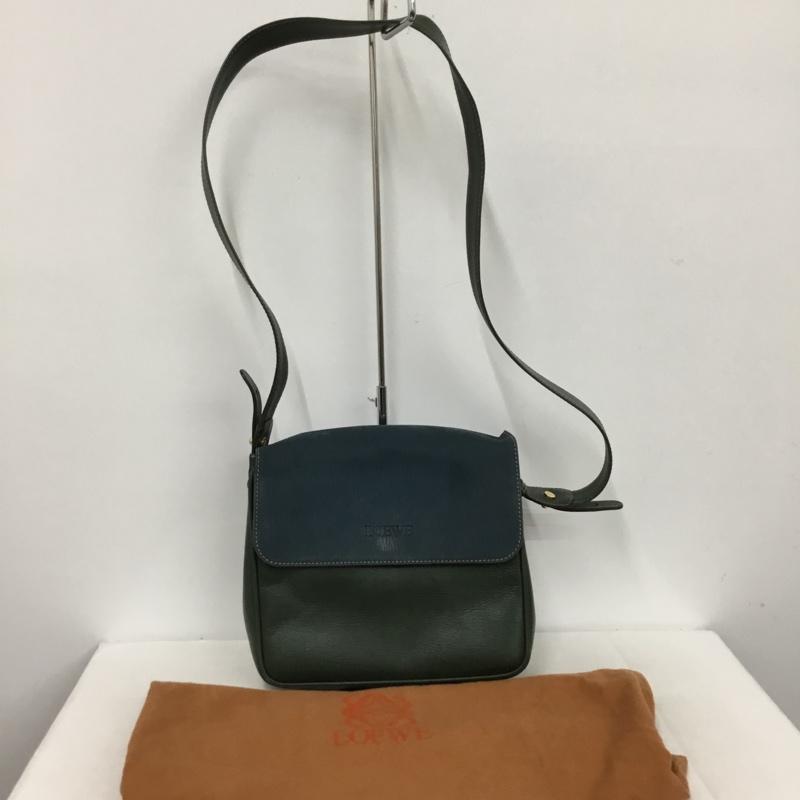 ロエベ LOEWE ショルダーバッグ ショルダーバッグ ベラスケス バイカラー ロゴ、文字 緑 / グリーン / X 青 / ブルー /  レディース USED 古着 中古 10147451
