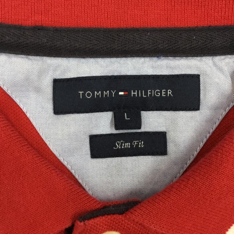 トミーヒルフィガー TOMMY HILFIGER ポロシャツ 半袖 半袖ポロシャツ カラーシャツ 半袖カットソー L ロゴ、文字 赤 / レッド /  メンズ USED 古着 中古 10108939