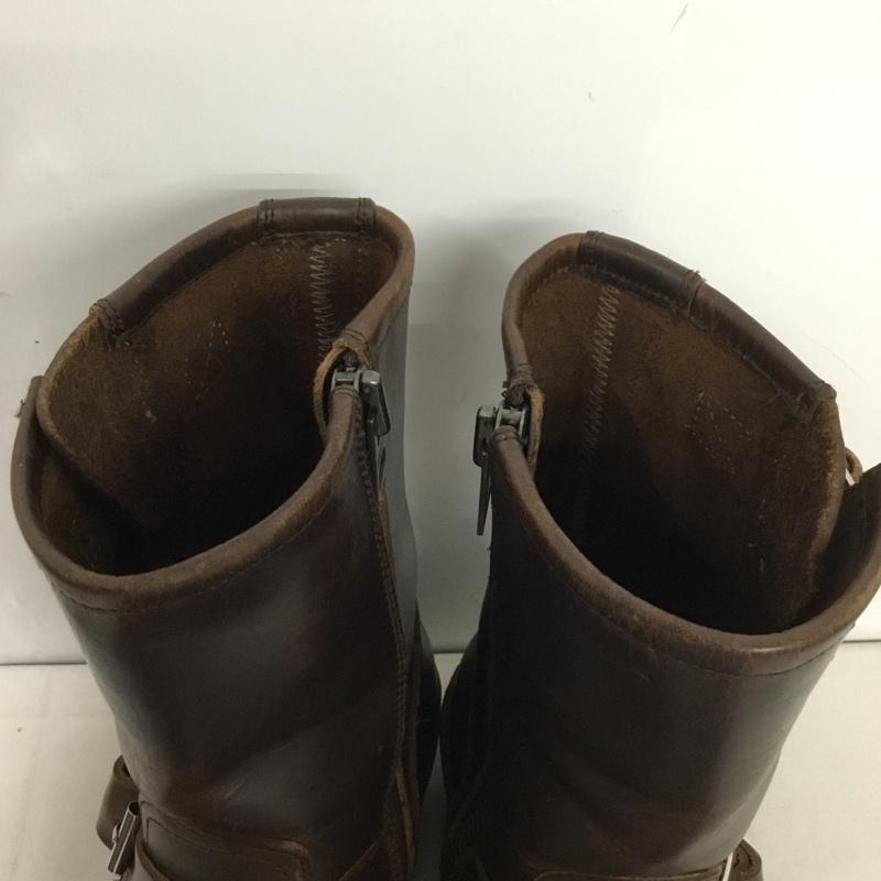 スローウェアライオン SLOW Wear Lion ブーツ エンジニアブーツ OB-859SH ファスナー レザー 9E 無地 茶 / ブラウン /  メンズ USED 古着 中古 10141941