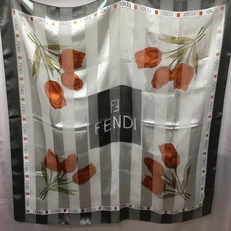 フェンディ FENDI ファッション小物 スカーフ、ポケットチーフ 大判スカーフ チューリップ ロゴ、文字 マルチカラー / マルチカラー /  レディース USED 古着 中古 10113749
