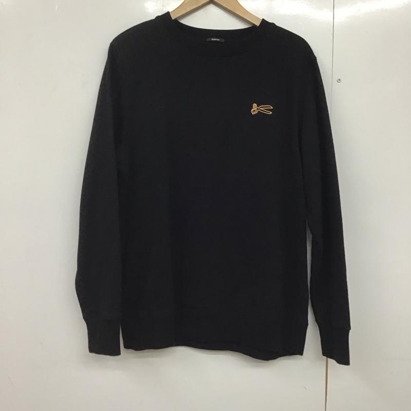 デンハム DENHAM トレーナー 長袖 長袖トレーナー スウェット クルーネック プルオーバー L ロゴ、文字 黒 / ブラック /  メンズ USED 古着 中古 10141762