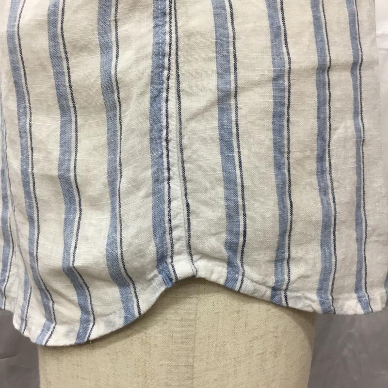 アバクロンビーアンドフィッチ ABERCROMBIE&FITCH シャツ、ブラウス 半袖 ボタンダウン リネン M ストライプ 白 / ホワイト / X 青 / ブルー /  メンズ USED 古着 中古 10112386