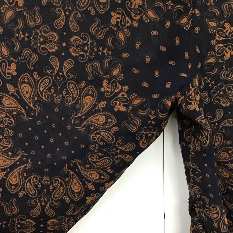 グローブ grove ワンピース ロングスカート 768-33300 Vネック シアー 前開き 七分袖 M 総柄 紺 / ネイビー / X 橙 / オレンジ /  レディース USED 古着 中古 10119206