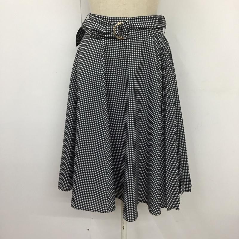 ジルスチュアート JILLSTUART スカート ひざ丈スカート 125-0140646 アシンメトリーデザイン フレアスカート ベルト ギンガム S チェック 白 / ホワイト / X 黒 / ブラック /  レディース USED 古着 中古 10110869