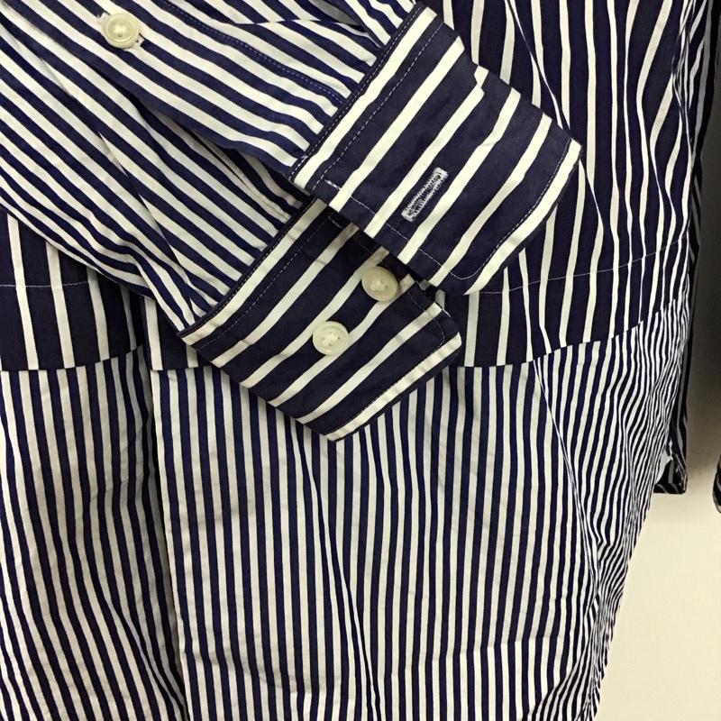 ユニクロ UNIQLO シャツ、ブラウス 長袖 331-436734 長袖シャツ ストライプシャツ カジュアルシャツ L ストライプ 白 / ホワイト / X 青 / ブルー /  メンズ USED 古着 中古 10117467