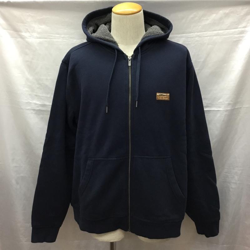 エルエルビーン L.L.Bean パーカー 長袖 長袖パーカー フード付きパーカー 裏地ボア トレーナー ジップアップパーカー L ロゴ、文字 紺 / ネイビー /  メンズ USED 古着 中古 10121803