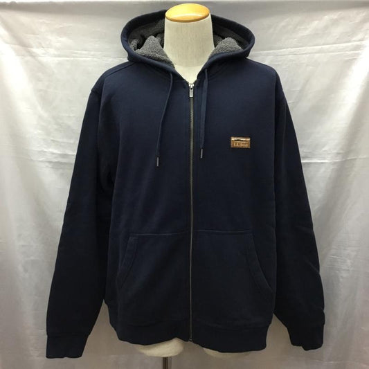 エルエルビーン L.L.Bean パーカー 長袖 長袖パーカー フード付きパーカー 裏地ボア トレーナー ジップアップパーカー L ロゴ、文字 紺 / ネイビー /  メンズ USED 古着 中古 10121803