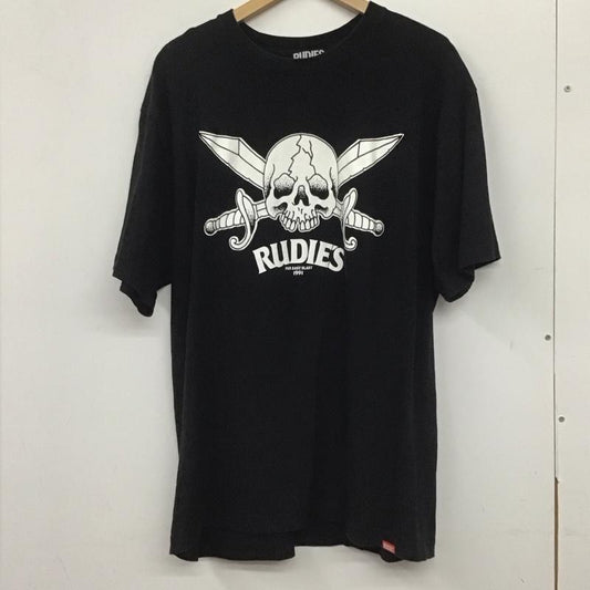 ルーディーズ RUDIES Tシャツ 半袖 クルーネック バックプリント ロゴ ドクロ XL スカル 黒 / ブラック /  メンズ USED 古着 中古 10140240