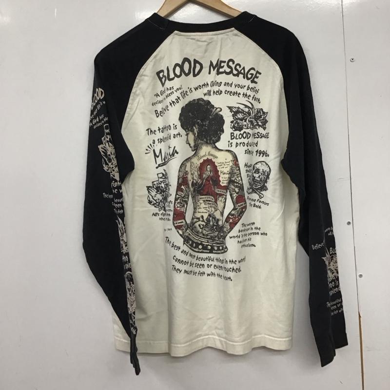 ブラッドメッセージ BLOOD MESSAGE カットソー 長袖 長袖カットソー プリントカットソー クルーネック 44 プリント 黒 / ブラック / X アイボリー / アイボリー /  メンズ USED 古着 中古 10149927