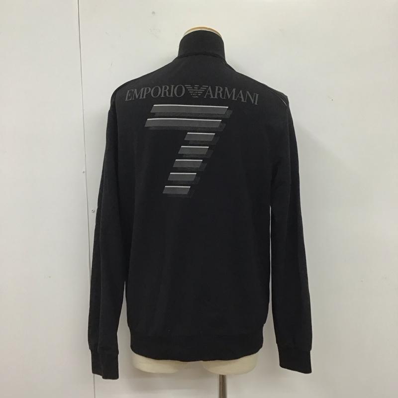 エンポリオアルマーニ EMPORIO ARMANI ジャケット、上着 ジャンパー、ブルゾン ジップアップジャケット スウェットジャケット アウター リブスウェット L ロゴ、文字 黒 / ブラック /  メンズ USED 古着 中古 10108002
