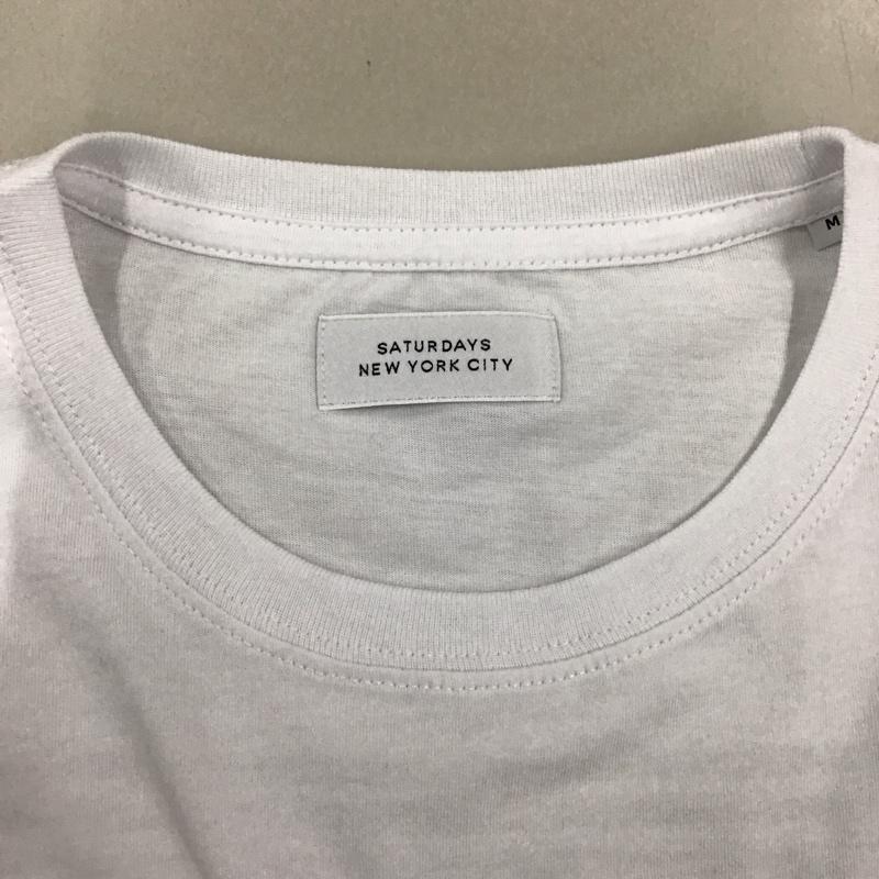 サタデーズサーフニューヨークシティー SATURDAYS SURF NYC Tシャツ 半袖 半袖カットソー プリントTシャツ クルーネックカットソー M ロゴ、文字 白 / ホワイト /  メンズ USED 古着 中古 10114116