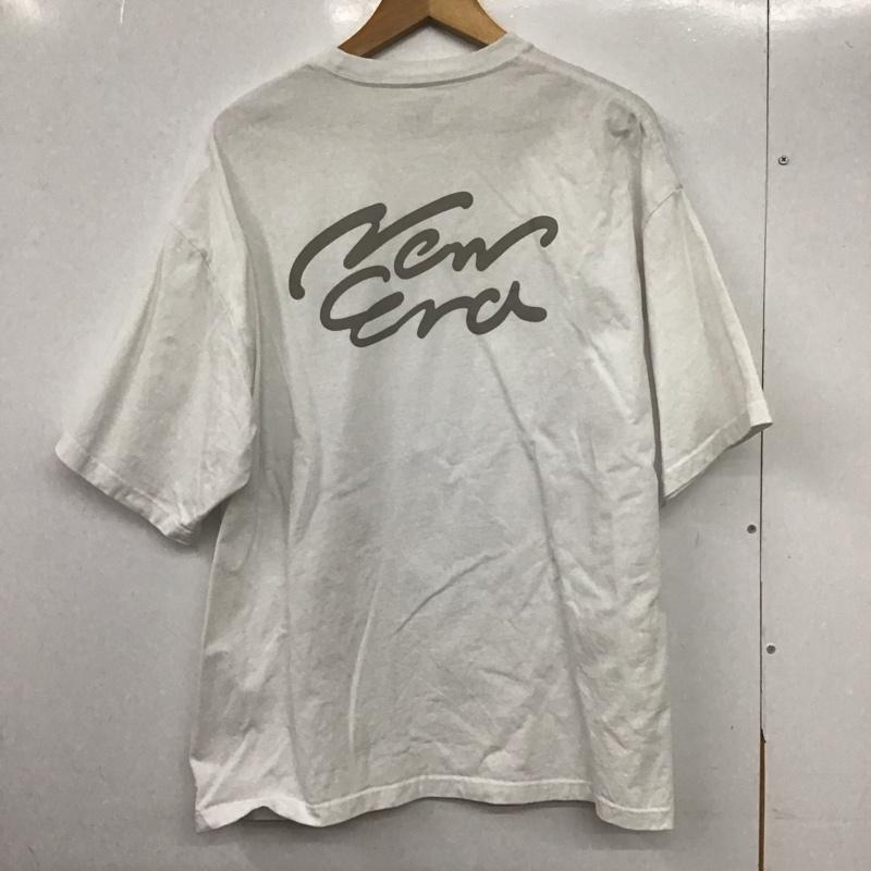 ニューエラ NEW ERA Tシャツ 半袖 クルーネック バックロゴ 刺繍 L ロゴ、文字 白 / ホワイト /  メンズ USED 古着 中古 10146536