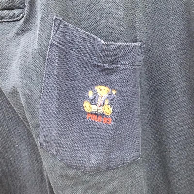 ポロバイラルフローレン Polo by RALPH LAUREN ポロシャツ 半袖 半袖ポロシャツ カラーシャツ 半袖カットソー M ロゴ、文字 紺 / ネイビー /  メンズ USED 古着 中古 10150708
