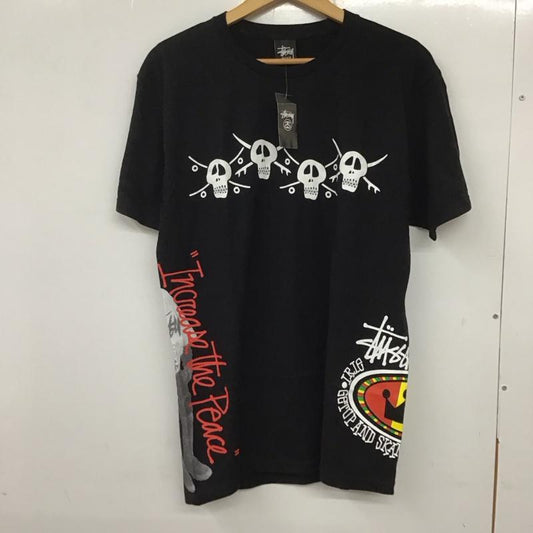 ステューシー STUSSY Tシャツ 半袖 半袖カットソー プリントTシャツ クルーネックカットソー M プリント 黒 / ブラック /  メンズ USED 古着 中古 10135909