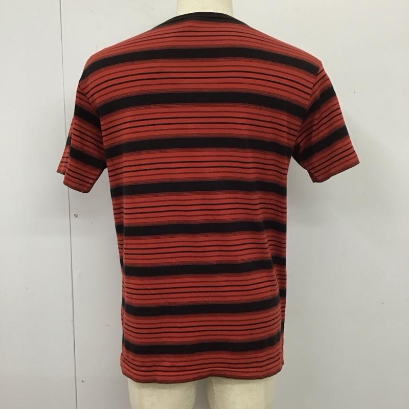 クーティー COOTIE Tシャツ 半袖 半袖カットソー プリントTシャツ クルーネックカットソー L ボーダー柄 黒 / ブラック / X 赤 / レッド /  メンズ USED 古着 中古 10113142