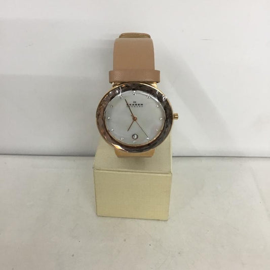 スカーゲン SKAGEN 腕時計 アナログ（クォーツ式） SKW2168 レザーベルト ロゴ、文字 ベージュ / ベージュ /  レディース USED 古着 中古 10135184