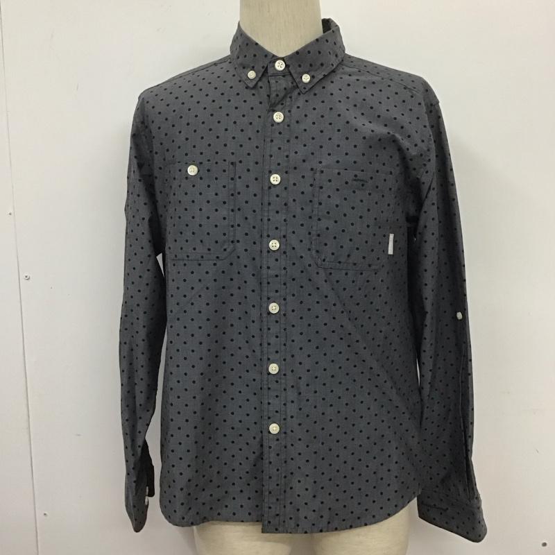 コロンビア Columbia シャツ、ブラウス 長袖 116 PM7975 ボタンダウン M ドット 灰 / グレー / X 黒 / ブラック /  メンズ USED 古着 中古 10108266