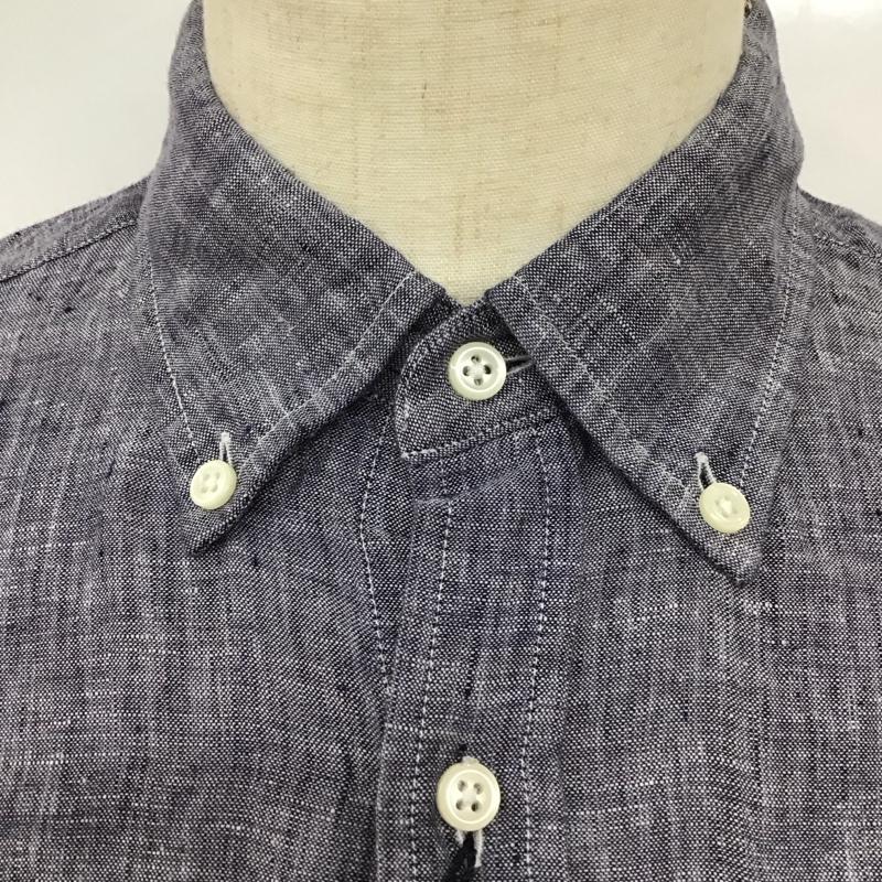 トミーヒルフィガー TOMMY HILFIGER シャツ、ブラウス 長袖 ボタンダウン 胸ポケット 麻 リネン タグ付き S ワンポイント 紺 / ネイビー /  メンズ USED 古着 中古 10112922