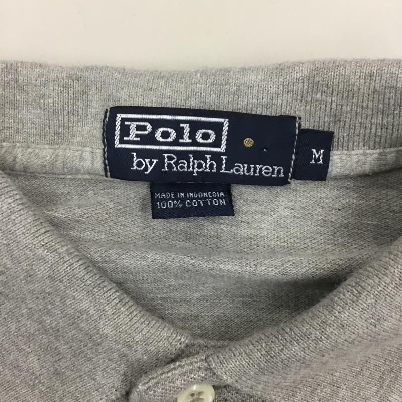 ポロバイラルフローレン Polo by RALPH LAUREN ポロシャツ 長袖 長袖ポロシャツ カラーシャツ ロングスリーブカットソー M ロゴ、文字 灰 / グレー /  メンズ USED 古着 中古 10121789