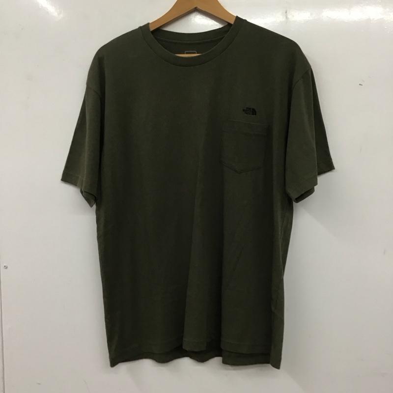 ザノースフェイス THE NORTH FACE Tシャツ 半袖 nt321003a S/SSimpleLogoPocketTee 半袖カットソー クルーネックカットソー XL ロゴ、文字 カーキ / カーキ /  メンズ USED 古着 中古 10136186