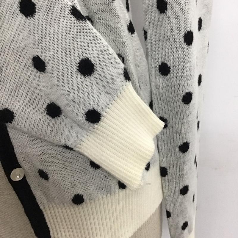 セシルマクビー CECIL McBEE カーディガン 長袖 クルーネック ドット 白 / ホワイト / X 黒 / ブラック /  レディース USED 古着 中古 10116762