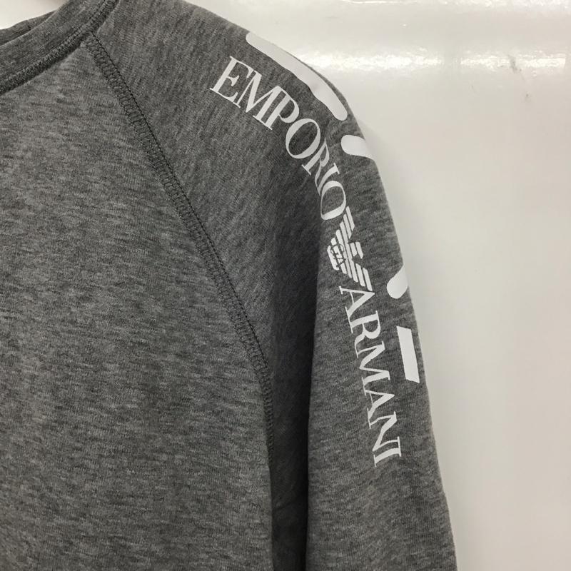 エンポリオアルマーニ EMPORIO ARMANI カットソー 長袖 長袖カットソー プリントカットソー クルーネック S ロゴ、文字 灰 / グレー /  メンズ USED 古着 中古 10131274