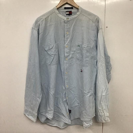 トミーヒルフィガー TOMMY HILFIGER シャツ、ブラウス 長袖 ノーカラー XL 無地 水色 / ライトブルー /  メンズ USED 古着 中古 10141119