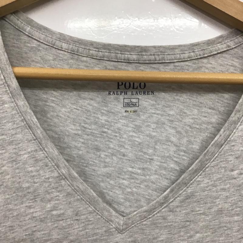 ポロラルフローレン POLO RALPH LAUREN Tシャツ 半袖 半袖カットソー プリントTシャツ Vネックカットソー L ロゴ、文字 灰 / グレー /  レディース USED 古着 中古 10145378