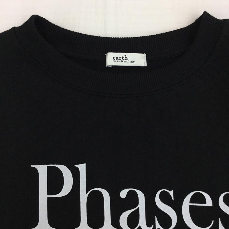 アースミュージックアンドエコロジー earth music&ecology トレーナー 長袖 1L47L1G0100 FREE ロゴ、文字 黒 / ブラック /  レディース USED 古着 中古 10142553