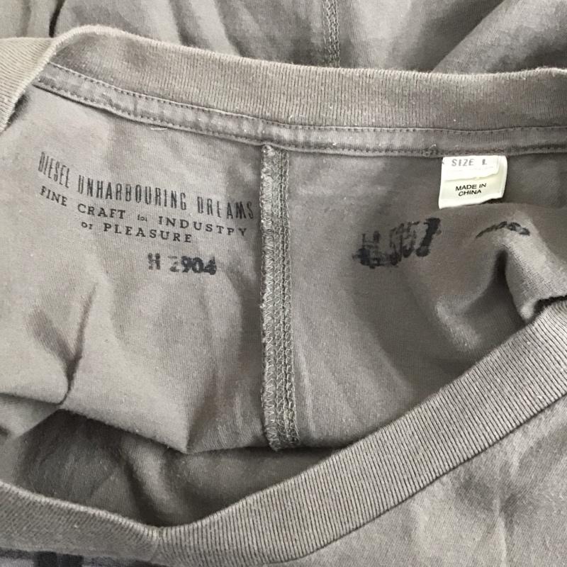 ディーゼル DIESEL Tシャツ 半袖 Vネック プリント L ロゴ、文字 茶 / ブラウン /  メンズ USED 古着 中古 10107537