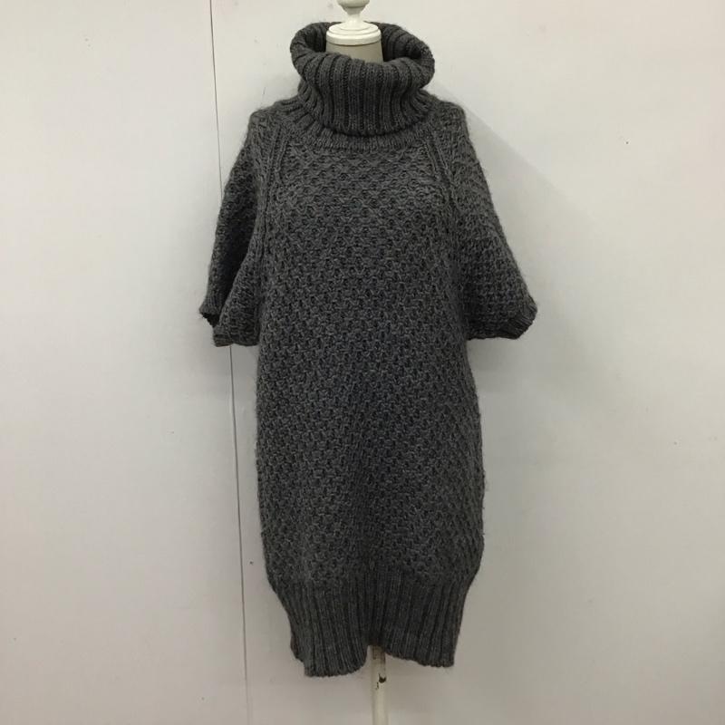 ザラニット ZARA KNIT ワンピース ひざ丈スカート ニットワンピース 半袖 タートルネック M 無地 灰 / グレー /  レディース USED 古着 中古 10119627