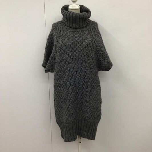 ザラニット ZARA KNIT ワンピース ひざ丈スカート ニットワンピース 半袖 タートルネック M 無地 灰 / グレー /  レディース USED 古着 中古 10119627