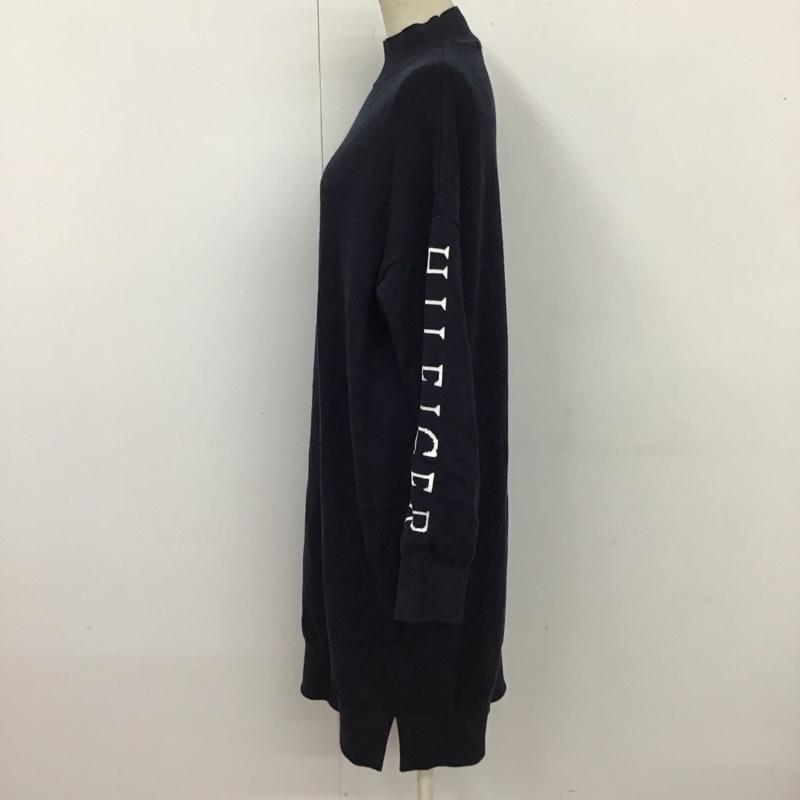 トミーヒルフィガー TOMMY HILFIGER ワンピース ロングスカート 長袖ニットワンピース ロングニットワンピース S ロゴ、文字 紺 / ネイビー /  レディース USED 古着 中古 10117937