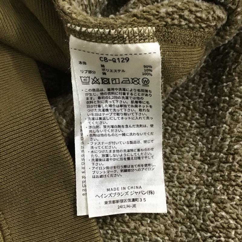 チャンピオン Champion パーカー 長袖 c8-q129 REVERSEWEAVE ジップアップパーカー スウェットパーカー L ロゴ、文字 カーキ / カーキ /  メンズ USED 古着 中古 10140832