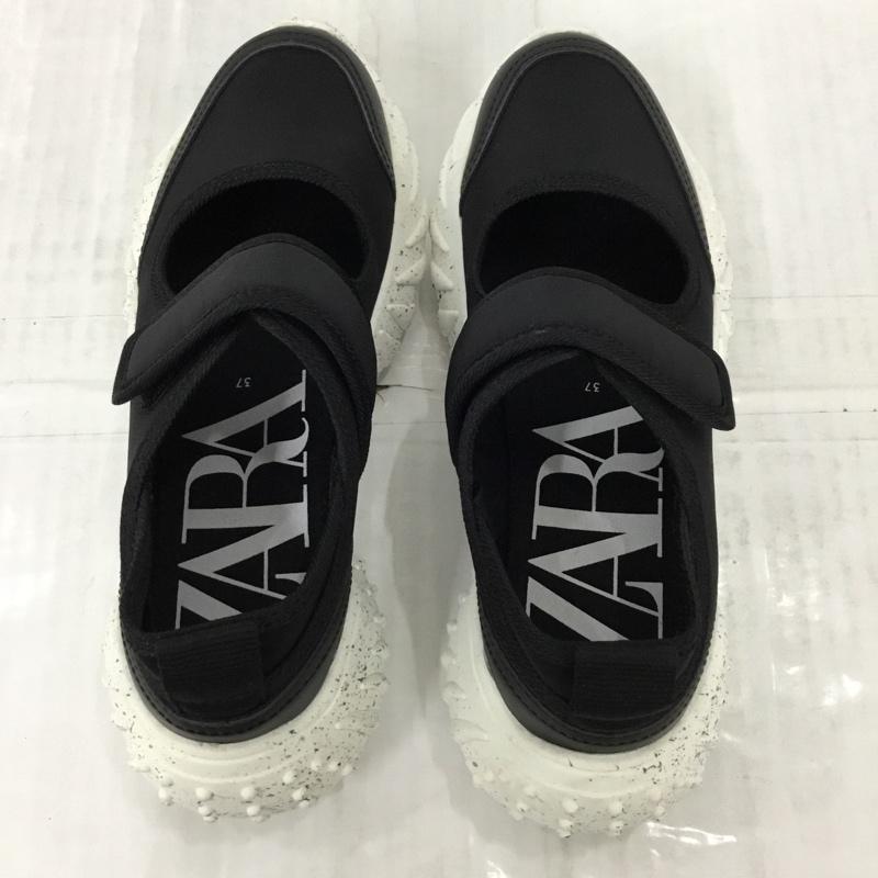ザラ ZARA スニーカー スニーカー 5820 910 040 ストラップ ローカット EU37 無地 黒 / ブラック /  レディース USED 古着 中古 10109919