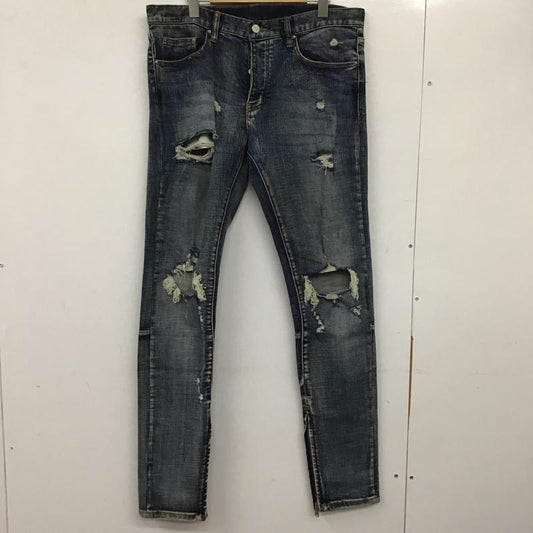 ミニマル mnml パンツ デニム、ジーンズ デニムパンツ スリムパンツ カジュアルパンツ ストレッチパンツ 34 ダメージ加工 インディゴ / インディゴ /  メンズ USED 古着 中古 10136572