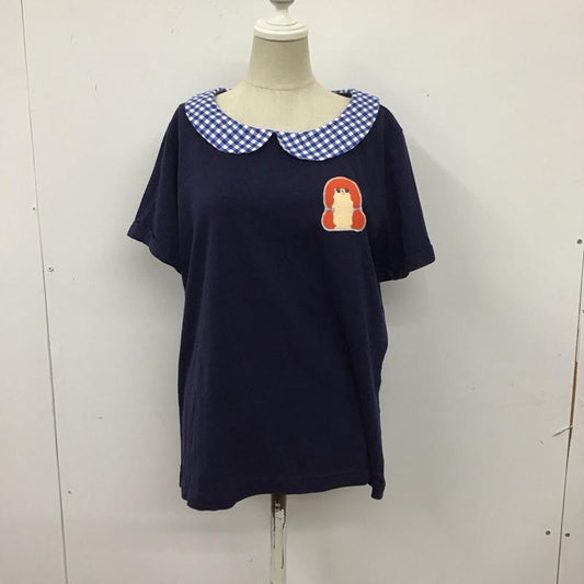 ネ・ネット Ne-net カットソー 半袖 NE43JK934 女の子ワッペン ギンガムチェック 丸襟 タグ付き 2 ワンポイント 紺 / ネイビー /  レディース USED 古着 中古 10115501