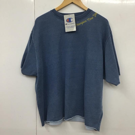 チャンピオン Champion カットソー 半袖 c3-b011 ショートスリーブスウェットシャツ クルーネックカットソー L ロゴ、文字 インディゴ / インディゴ /  メンズ USED 古着 中古 10131244