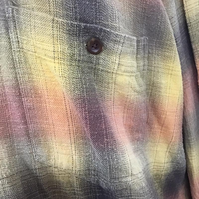 オークランド OAKLAND シャツ、ブラウス 長袖 コットン 胸ポケット L チェック 橙 / オレンジ / X 茶 / ブラウン / X 黄 / イエロー /  メンズ USED 古着 中古 10107653