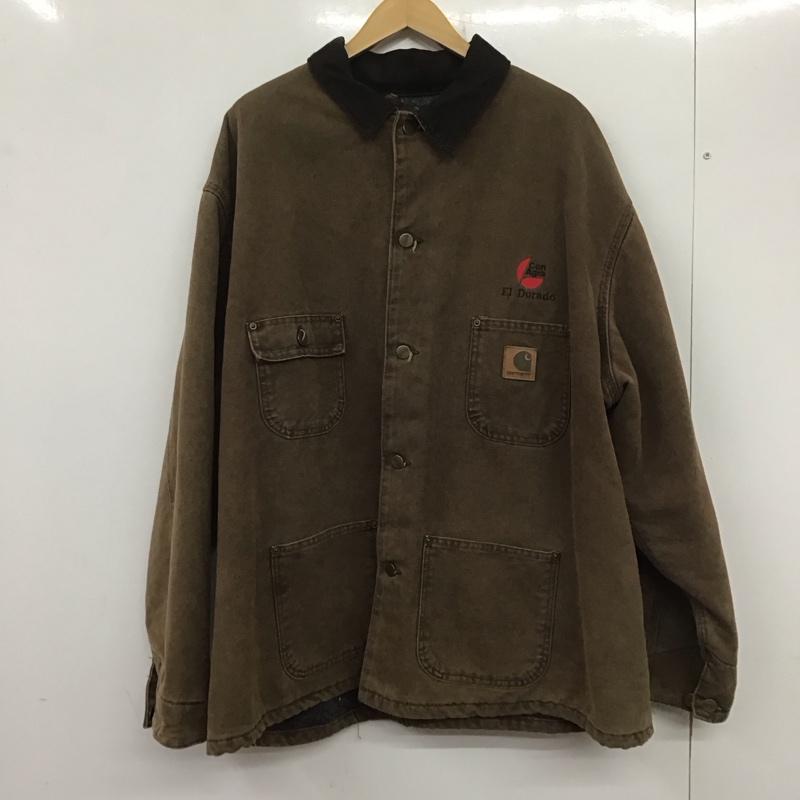 カーハート Carhartt ジャケット、上着 ジャケット、ブレザー カジュアルジャケット アウター カラージャケット XXL ロゴ、文字 茶 / ブラウン /  メンズ USED 古着 中古 10138436