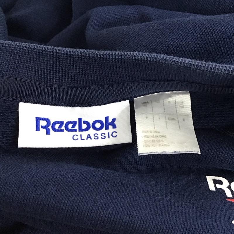 リーボック Reebok トレーナー 長袖 長袖トレーナー スウェット クルーネック リブスウェットカットソー M ロゴ、文字 紺 / ネイビー /  レディース USED 古着 中古 10119065