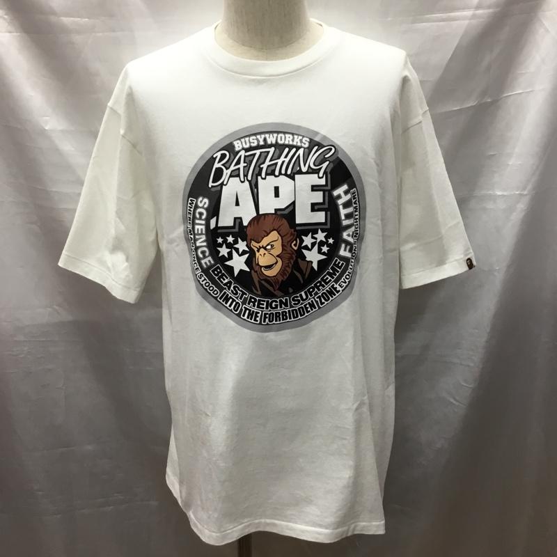 アベイシングエイプ A BATHING APE Tシャツ 半袖 BUSY WORKS XL プリント 白 / ホワイト /  メンズ USED 古着 中古 10117079