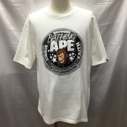 アベイシングエイプ A BATHING APE Tシャツ 半袖 BUSY WORKS XL プリント 白 / ホワイト /  メンズ USED 古着 中古 10117079