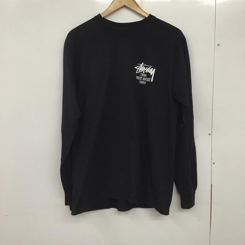 ステューシー STUSSY カットソー 長袖 長袖カットソー プリントカットソー クルーネック DSM GINZA M ロゴ、文字 黒 / ブラック /  メンズ USED 古着 中古 10136590
