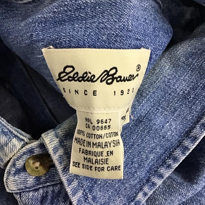 エディーバウアー Eddie Bauer シャツ、ブラウス 長袖 長袖シャツ 無地シャツ カラーシャツ デニムシャツ L 無地 インディゴ / インディゴ /  メンズ USED 古着 中古 10129238
