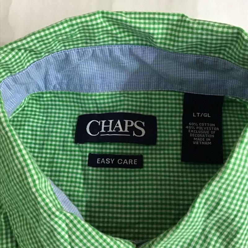 チャップス CHAPS シャツ、ブラウス 長袖 長袖シャツ カラーシャツ ポケットシャツ 長袖カットソー チェックシャツ L チェック 緑 / グリーン /  メンズ USED 古着 中古 10118268
